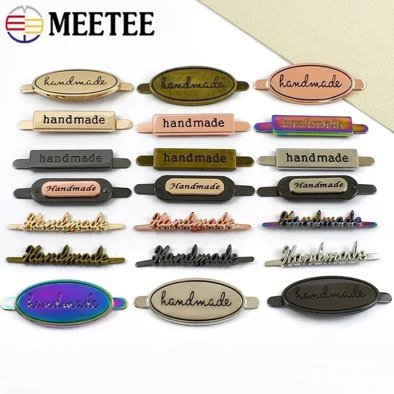 Meetee 10Pcs Handmade Labels Metal Buckles For Handbag Bag Tag Decorative Button Shoes Pin Clasp DIY Sewing Hardware Accessories