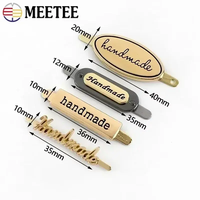 Meetee 10Pcs Handmade Labels Metal Buckles For Handbag Bag Tag Decorative Button Shoes Pin Clasp DIY Sewing Hardware Accessories
