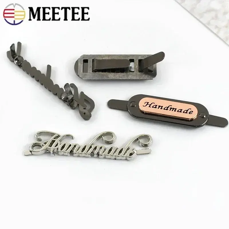 Meetee 10Pcs Handmade Labels Metal Buckles For Handbag Bag Tag Decorative Button Shoes Pin Clasp DIY Sewing Hardware Accessories