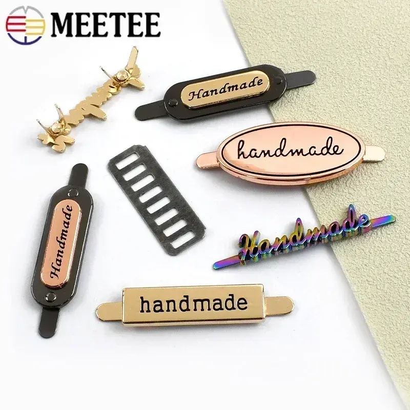 Meetee 10Pcs Handmade Labels Metal Buckles For Handbag Bag Tag Decorative Button Shoes Pin Clasp DIY Sewing Hardware Accessories