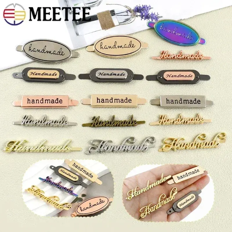 Meetee 10Pcs Handmade Labels Metal Buckles For Handbag Bag Tag Decorative Button Shoes Pin Clasp DIY Sewing Hardware Accessories