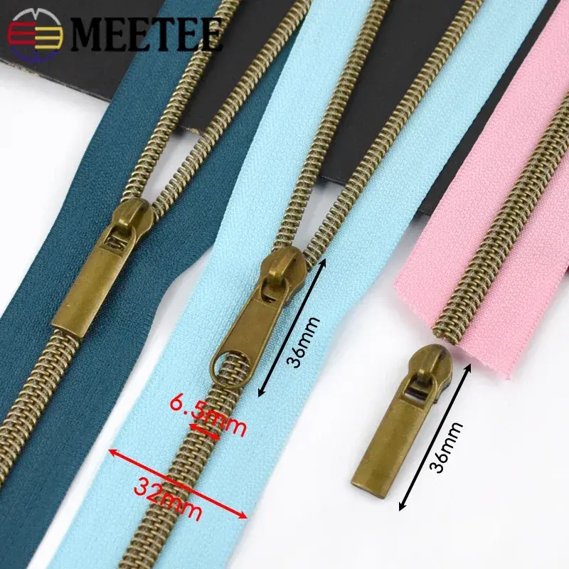 1-5Meters 5# Bronze Nylon Zippers Tape with Zipper Slider Head Plastic Coil Zips Clothing Decor Zip Repair Kits DIY Accessories