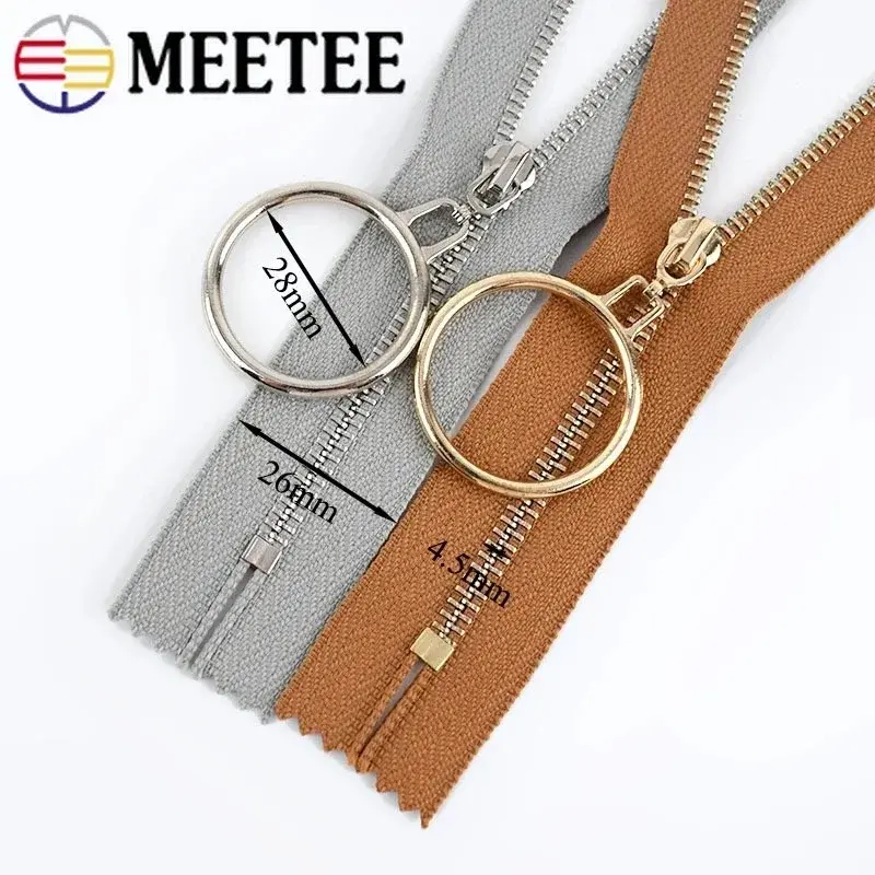 5Pcs O Ring 3# Metal Zipper for Sewing 15-30cm Close-End Zips Closure Bag Purse Decor Zippers Repair DIY Garments Accessories