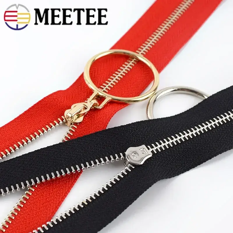 5Pcs O Ring 3# Metal Zipper for Sewing 15-30cm Close-End Zips Closure Bag Purse Decor Zippers Repair DIY Garments Accessories