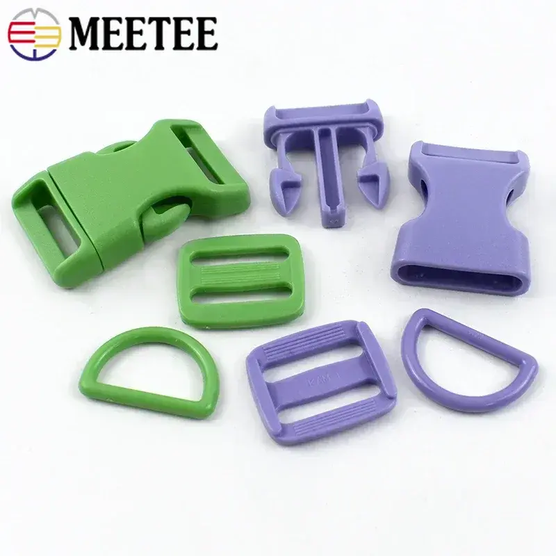 5/10Sets 15/20/25mm Plastic Adjustable Buckles for Dog Collars Bags Webbing Belts Strap Repair D Ring Clasps DIY Accessories