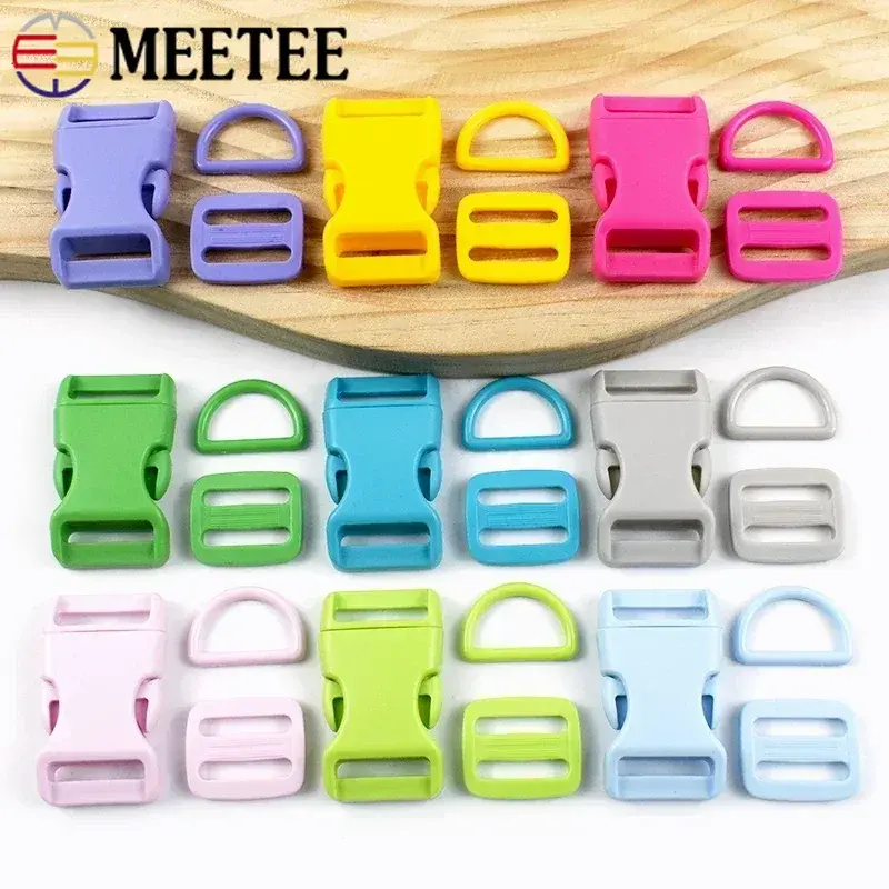 5/10Sets 15/20/25mm Plastic Adjustable Buckles for Dog Collars Bags Webbing Belts Strap Repair D Ring Clasps DIY Accessories