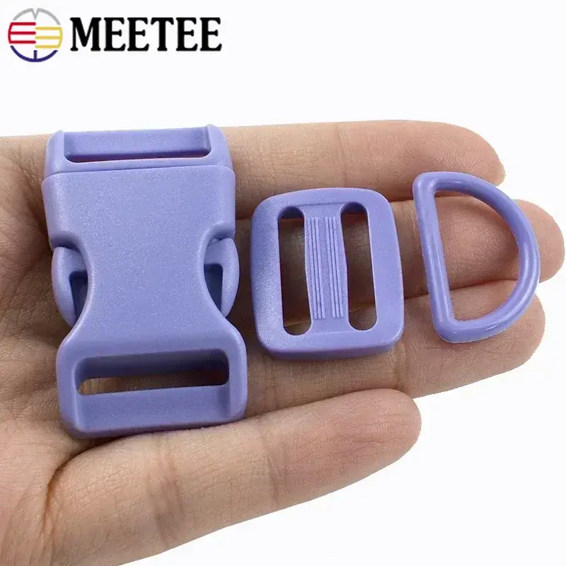 5/10Sets 15/20/25mm Plastic Adjustable Buckles for Dog Collars Bags Webbing Belts Strap Repair D Ring Clasps DIY Accessories
