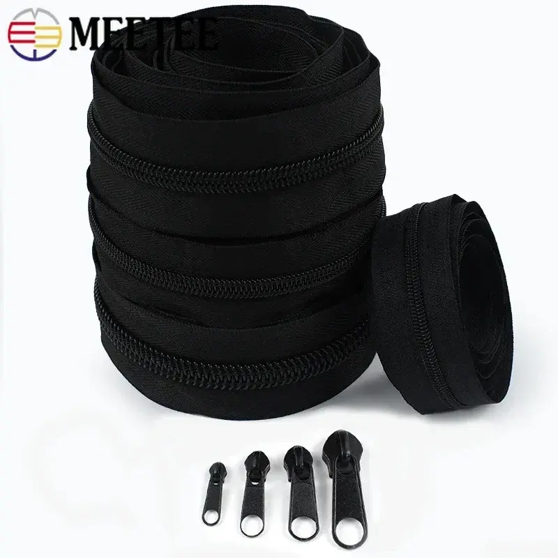 1-5M 3#5#8#10# Nylon Zippers By Meter With Zipper Sliders Plastic Coil Zips Bags Clothes Zip Repair Kits DIY Sewing Accessories