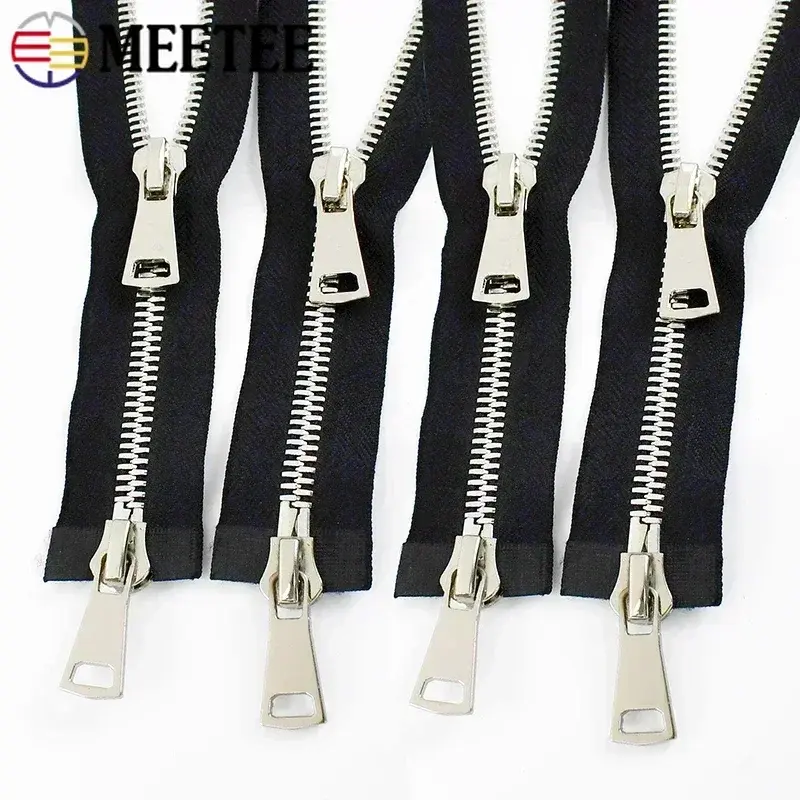 1Pc 70/80/90/100cm 8# Metal Zippers for Clothes Open-End Double Slider Auto Lock Zip Bags Zips Repair Kit DIY Sewing Accessories