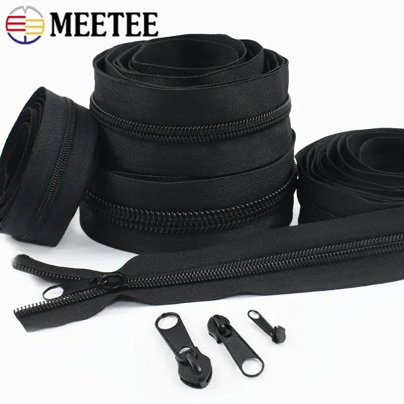 1-5M 3#5#8#10# Nylon Zippers By Meter With Zipper Sliders Plastic Coil Zips Bags Clothes Zip Repair Kits DIY Sewing Accessories