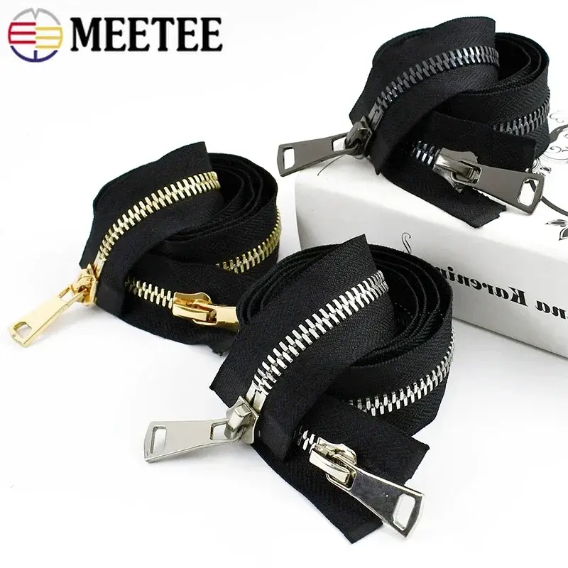 1Pc 70/80/90/100cm 8# Metal Zippers for Clothes Open-End Double Slider Auto Lock Zip Bags Zips Repair Kit DIY Sewing Accessories