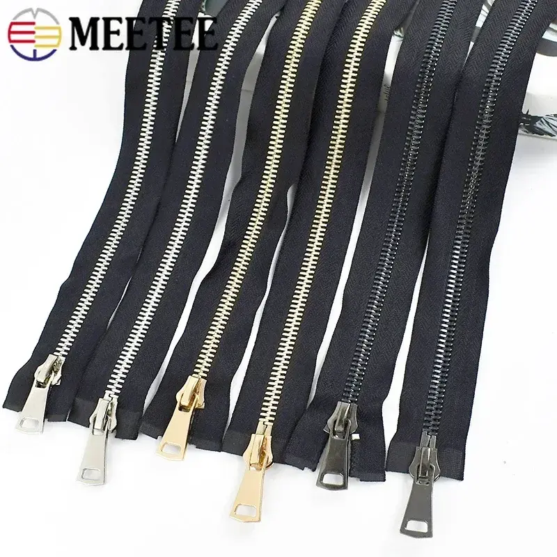 1Pc 70/80/90/100cm 8# Metal Zippers for Clothes Open-End Double Slider Auto Lock Zip Bags Zips Repair Kit DIY Sewing Accessories