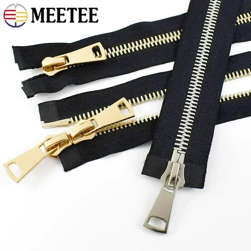 1Pc 70/80/90/100cm 8# Metal Zippers for Clothes Open-End Double Slider Auto Lock Zip Bags Zips Repair Kit DIY Sewing Accessories