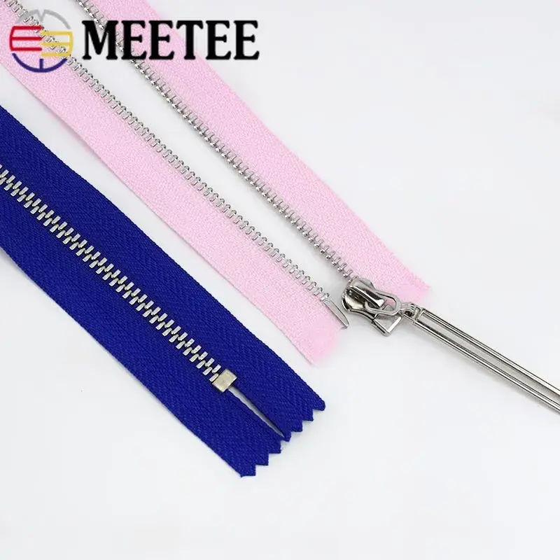 2Pcs 3# Sewing Zipper 15/18/20/25/30/40/50/60/70cm Metal Zippers for Bag Jeans Jacket Decorative Zips DIY Clothing Accessories