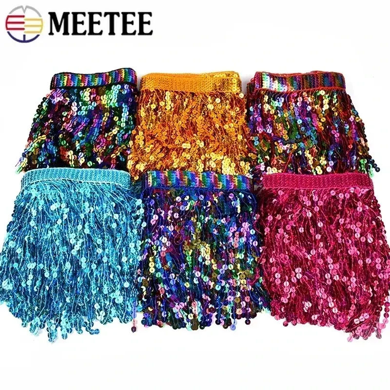 16cm Ethnic Sequin Fringe Tassel for Sewing Lace Trim Ribbon Tape Embroided Fringes Latin Dance Garment Trimming DIY Accessories