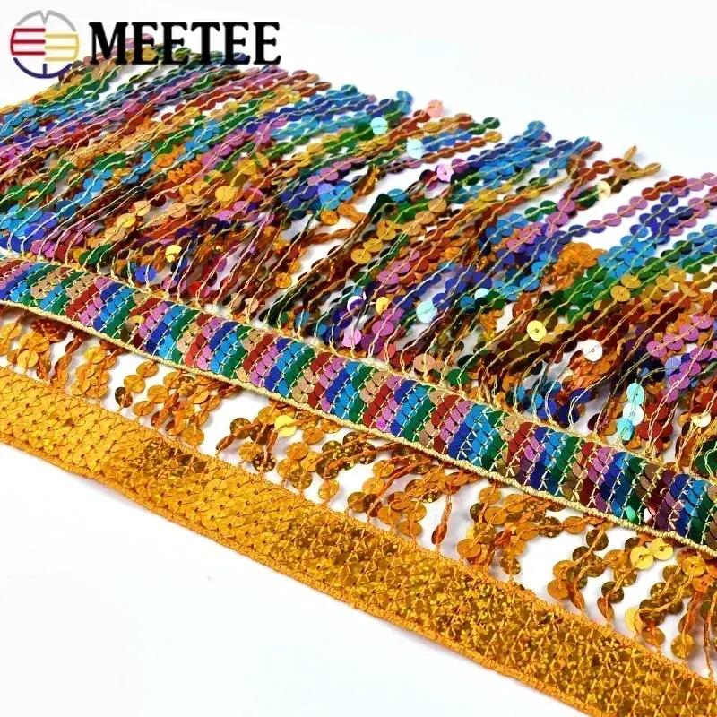16cm Ethnic Sequin Fringe Tassel for Sewing Lace Trim Ribbon Tape Embroided Fringes Latin Dance Garment Trimming DIY Accessories