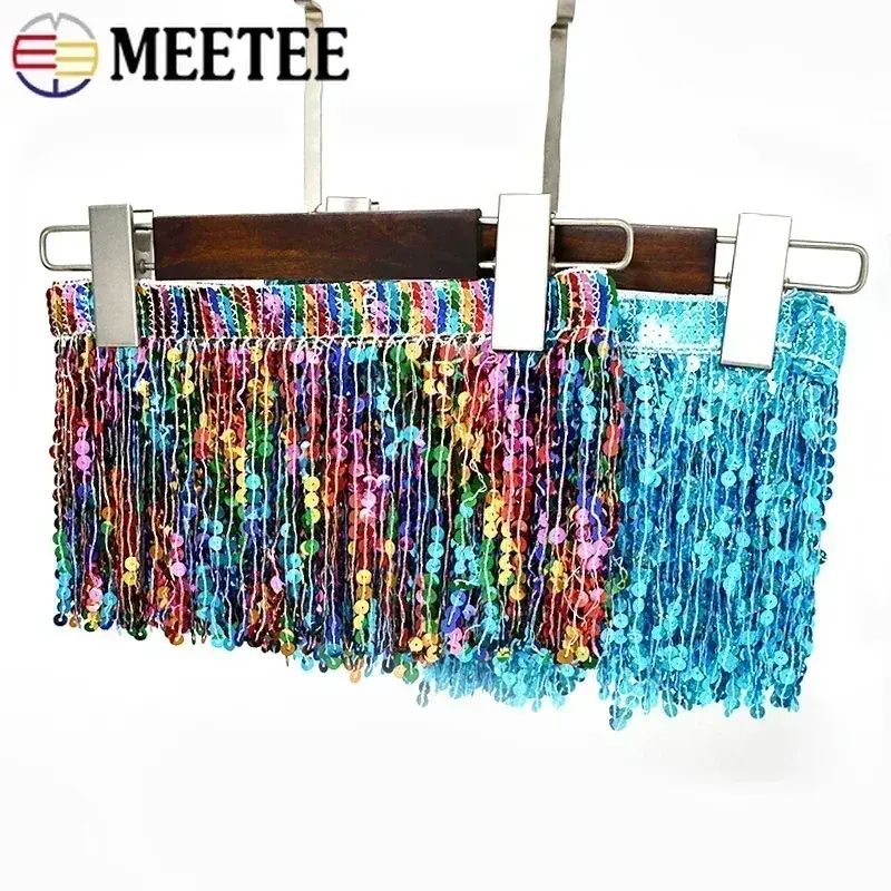 16cm Ethnic Sequin Fringe Tassel for Sewing Lace Trim Ribbon Tape Embroided Fringes Latin Dance Garment Trimming DIY Accessories