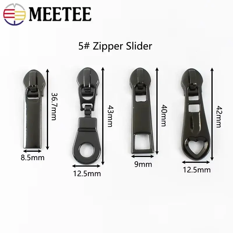 Meetee 10-20Pcs 5# Nylon Zippers Slider for Sewing Zips Clothes Coat Zipper Puller Head Bag Purse Zip Repair Kit DIY Accessories