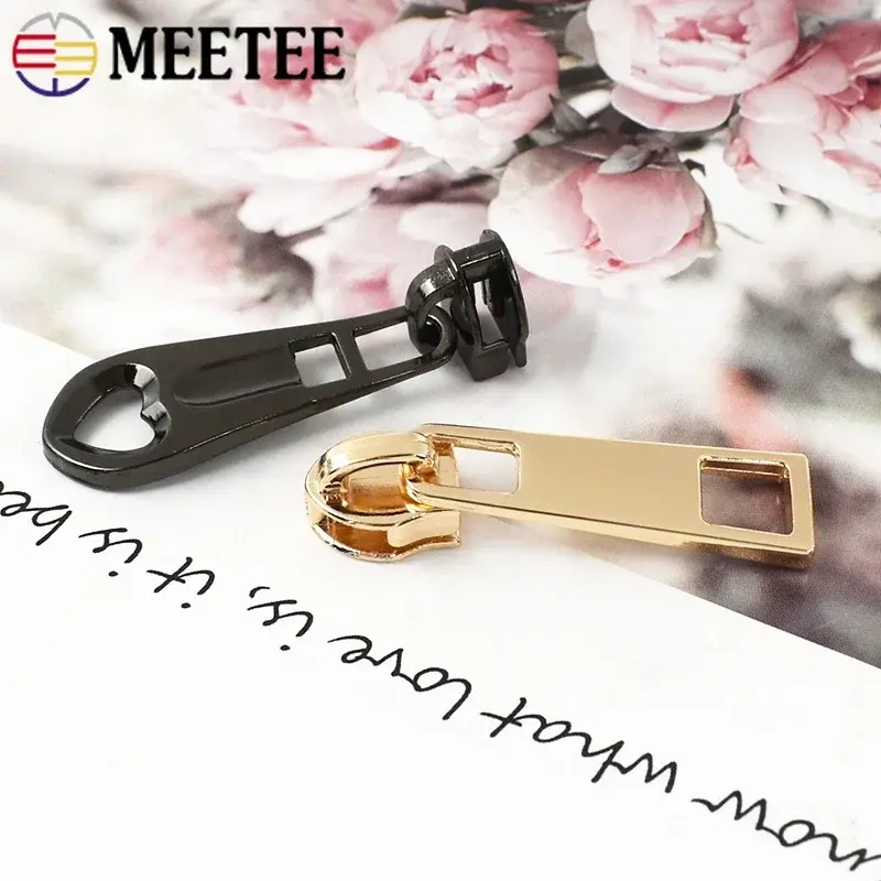 Meetee 10-20Pcs 5# Nylon Zippers Slider for Sewing Zips Clothes Coat Zipper Puller Head Bag Purse Zip Repair Kit DIY Accessories