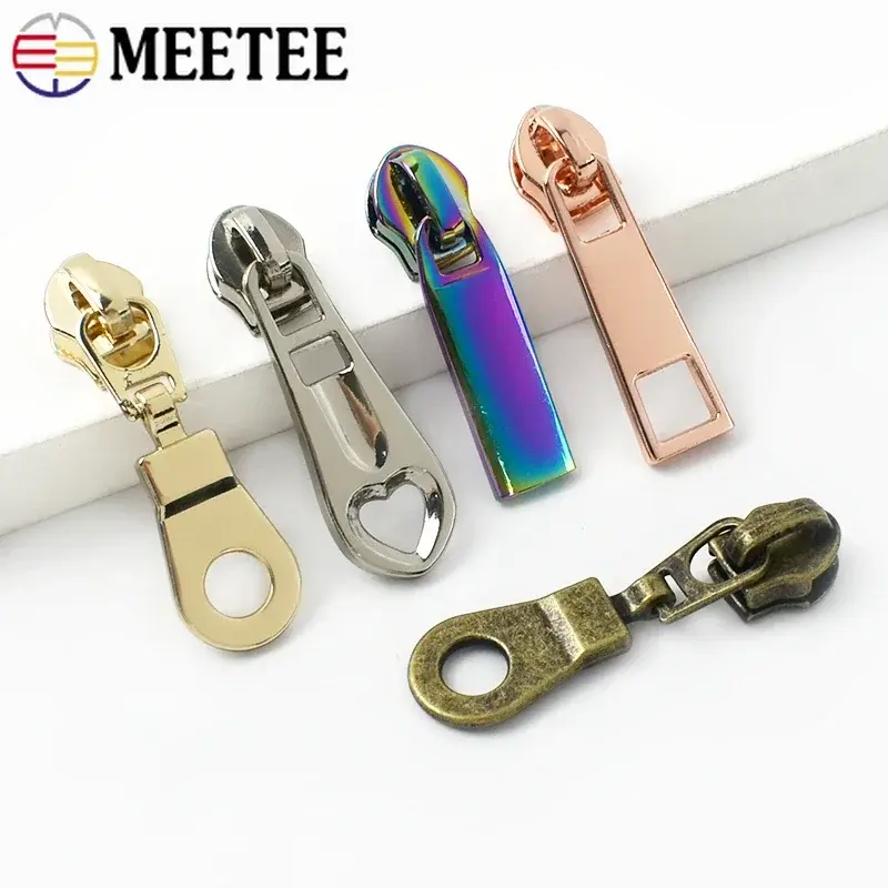 Meetee 10-20Pcs 5# Nylon Zippers Slider for Sewing Zips Clothes Coat Zipper Puller Head Bag Purse Zip Repair Kit DIY Accessories