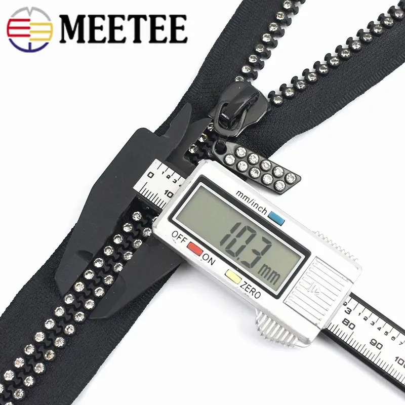 1Pc 10# 60/70/80cm Open-end Zippers for Sewing Decorative Resin Zipper Rhinestone Zips Jacket Bags DIY Clothing Accessories