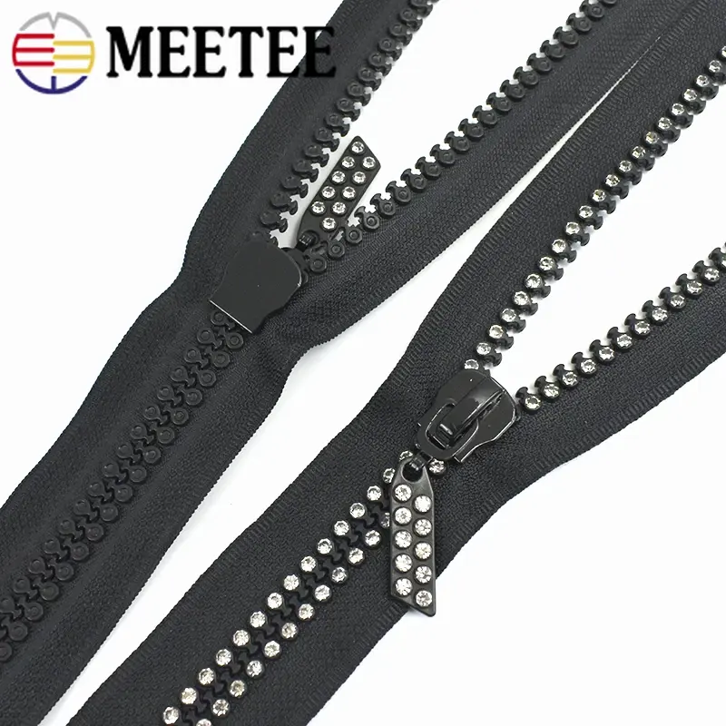 1Pc 10# 60/70/80cm Open-end Zippers for Sewing Decorative Resin Zipper Rhinestone Zips Jacket Bags DIY Clothing Accessories