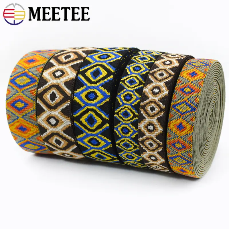 1-10Meters 25/40/50mm Jacquard Elastic Band for Sewing Ethnic Rubber Ribbon Bands Stretch Webbing Pants Clothes DIY Accessories