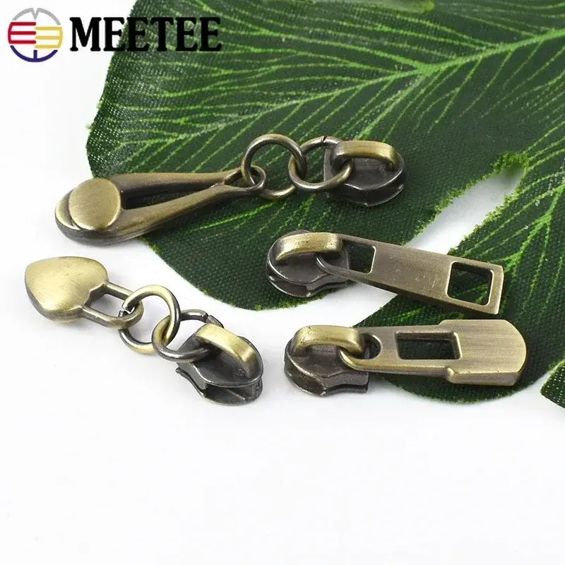 3# Brass Zippers Slider Pulls for Nylon Zipper Tapes Bag Wallet Zip Puller Head Repair Kit DIY Clothing Sewing Zips Accessories