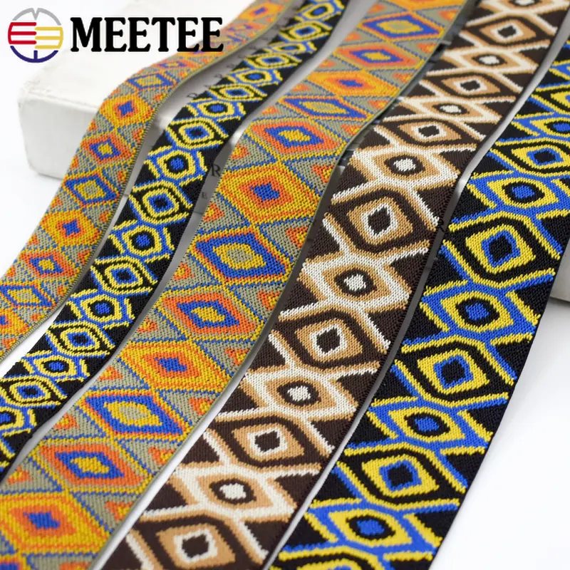1-10Meters 25/40/50mm Jacquard Elastic Band for Sewing Ethnic Rubber Ribbon Bands Stretch Webbing Pants Clothes DIY Accessories