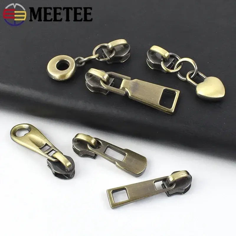 3# Brass Zippers Slider Pulls for Nylon Zipper Tapes Bag Wallet Zip Puller Head Repair Kit DIY Clothing Sewing Zips Accessories