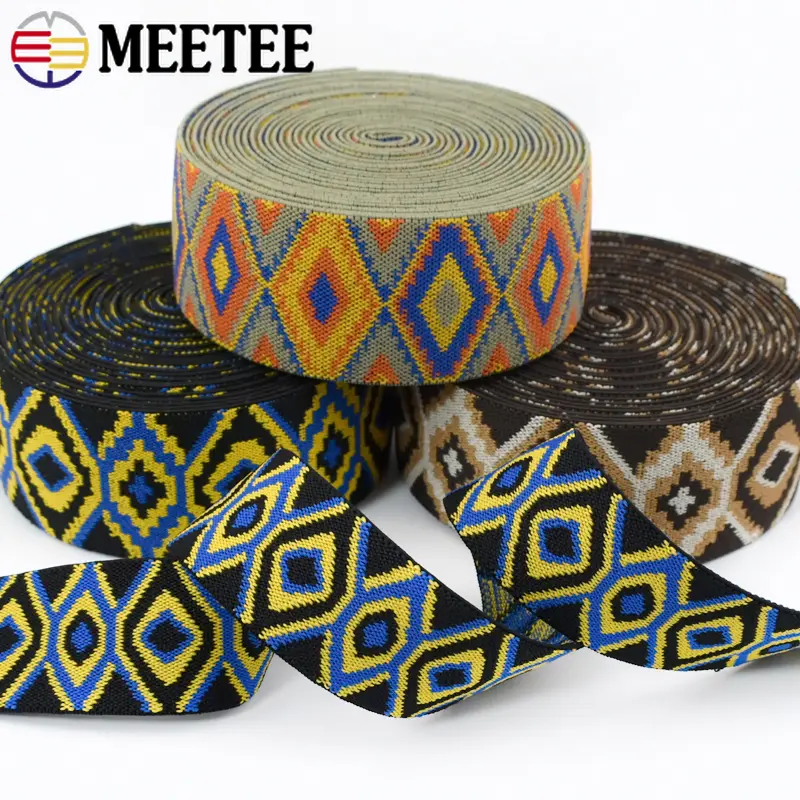 1-10Meters 25/40/50mm Jacquard Elastic Band for Sewing Ethnic Rubber Ribbon Bands Stretch Webbing Pants Clothes DIY Accessories