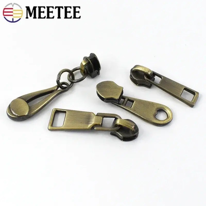 3# Brass Zippers Slider Pulls for Nylon Zipper Tapes Bag Wallet Zip Puller Head Repair Kit DIY Clothing Sewing Zips Accessories