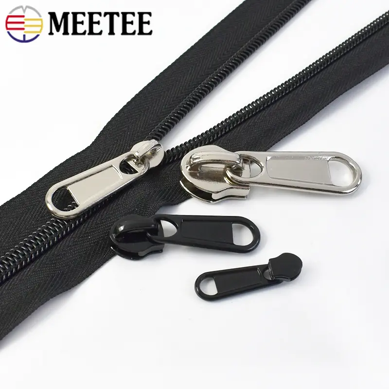 3# 5# 8# 10# 10M Black Nylon Coil Zippers 10Pcs Zipper Sliders For Sewing Clothes Zips Head Closure Zip Repair Kit DIY Accessory