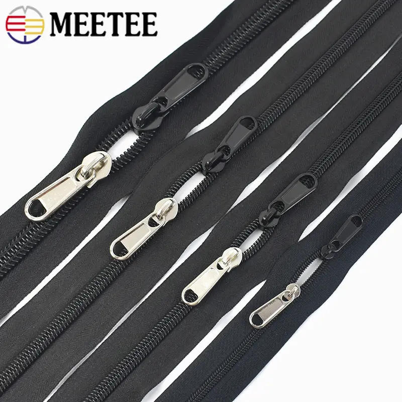 3# 5# 8# 10# 10M Black Nylon Coil Zippers 10Pcs Zipper Sliders For Sewing Clothes Zips Head Closure Zip Repair Kit DIY Accessory