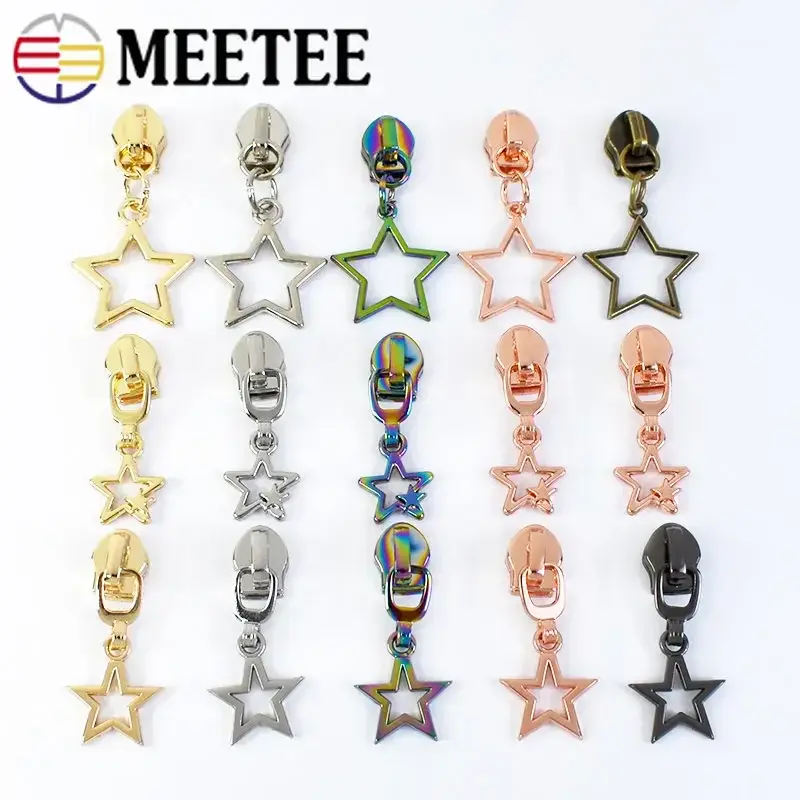 10/30Pcs Star Zipper Slider Pulls for Nylon Zippers By The Meter Bag Coat Zips Head Pullers Repair Kit DIY Sewing Accessories