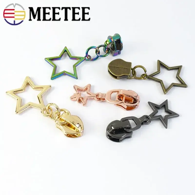 10/30Pcs Star Zipper Slider Pulls for Nylon Zippers By The Meter Bag Coat Zips Head Pullers Repair Kit DIY Sewing Accessories