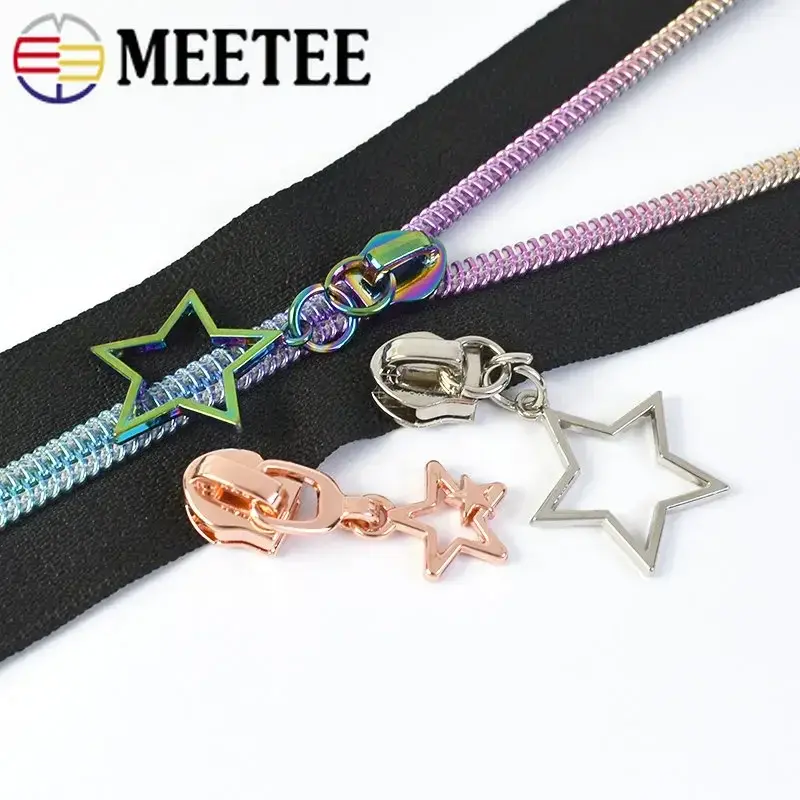 10/30Pcs Star Zipper Slider Pulls for Nylon Zippers By The Meter Bag Coat Zips Head Pullers Repair Kit DIY Sewing Accessories