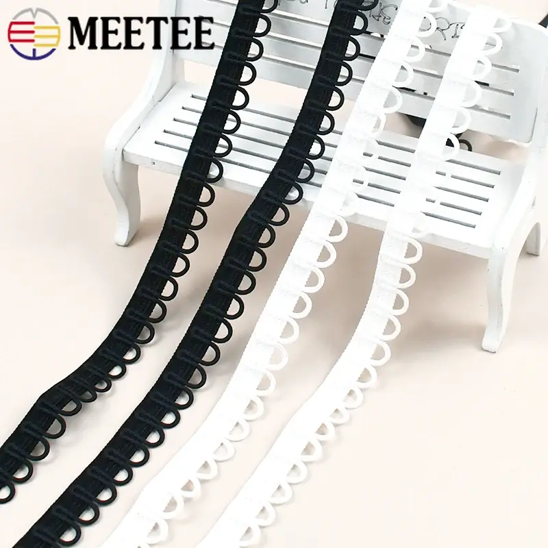2-20Meters 15mm Nylon Elastic Band Wedding Dress Lace Ribbon Trim U-shape Loop Button Hole Collar Buttons DIY Sewing Accessories