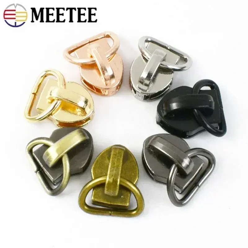 10-100Pcs Meetee 5# D Ring Zipper Pull Heads for Nylon Zip Tape Bags Zips Repair Kits Replacement Sliders DIY Sewing Accessories