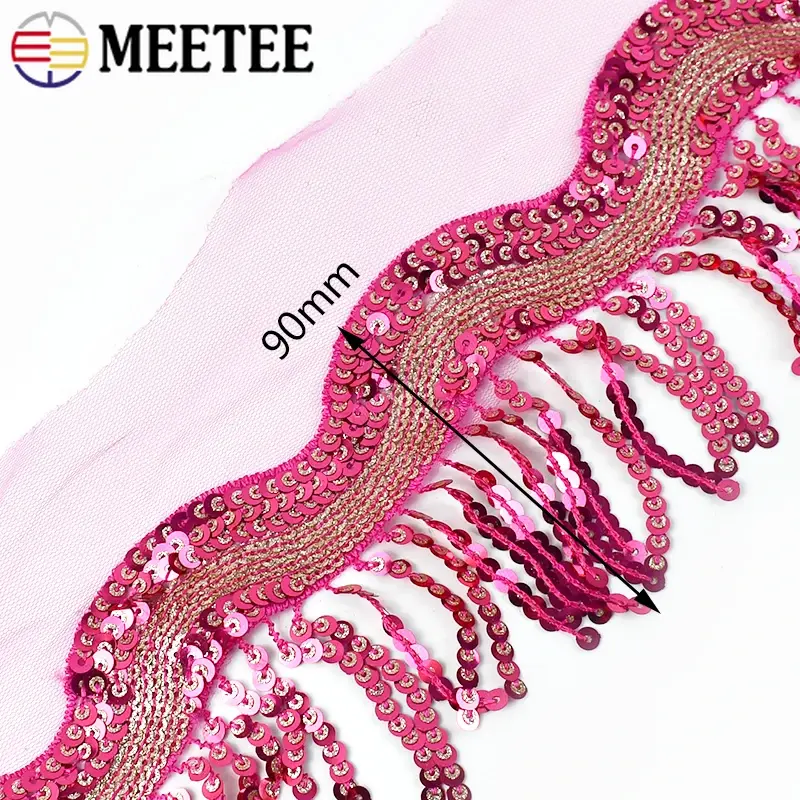 1-5Yards 8cm Sequins Tassel Fringe for Sewing Mesh Lace Trims Ribbon Tapes Performance Skirt Decoration DIY Wedding Dress Fabric