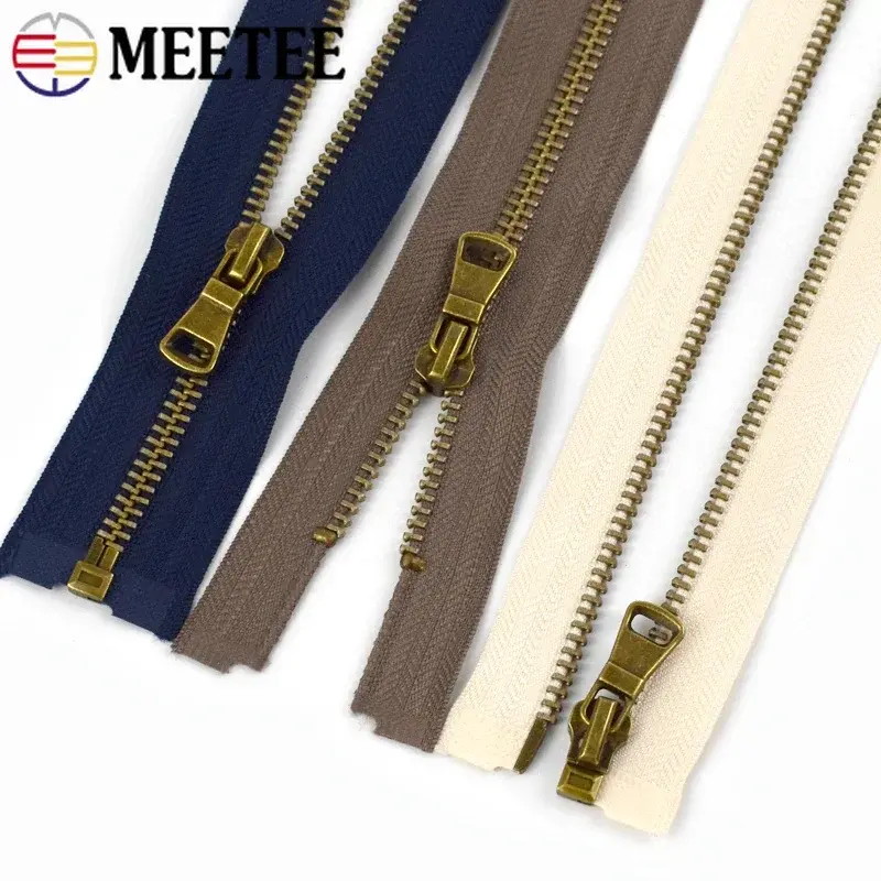 5# Sewing Zippers for Jackets Bronze Open-End Metal Zips 40/50/60/70/80cm Backpack Decoration Zipper DIY Repair Kit Accessories