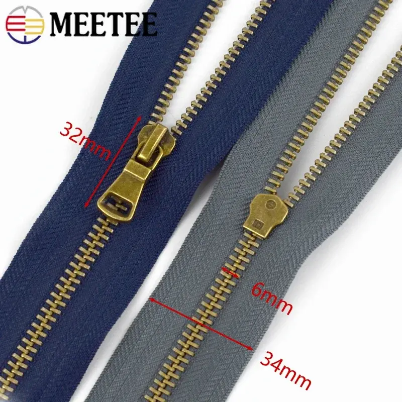 5# Sewing Zippers for Jackets Bronze Open-End Metal Zips 40/50/60/70/80cm Backpack Decoration Zipper DIY Repair Kit Accessories