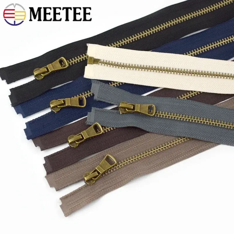 5# Sewing Zippers for Jackets Bronze Open-End Metal Zips 40/50/60/70/80cm Backpack Decoration Zipper DIY Repair Kit Accessories