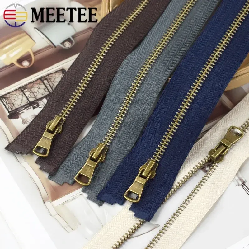 5# Sewing Zippers for Jackets Bronze Open-End Metal Zips 40/50/60/70/80cm Backpack Decoration Zipper DIY Repair Kit Accessories
