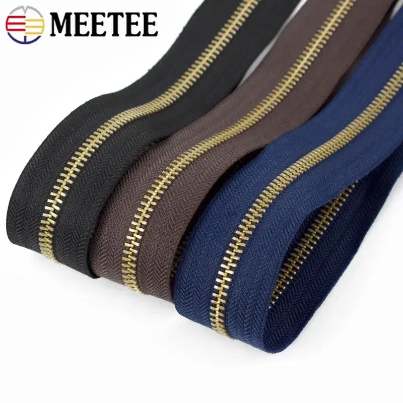 5# Sewing Zippers for Jackets Bronze Open-End Metal Zips 40/50/60/70/80cm Backpack Decoration Zipper DIY Repair Kit Accessories