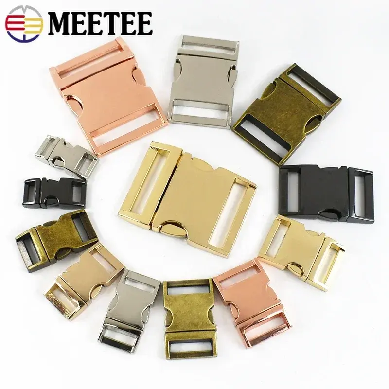Meetee 2/5Pcs 10-38mm Metal Side Quick Release Buckles Backpack Strap Clasp Webbing Bag Adjuster Hooks DIY Hardware Accessories