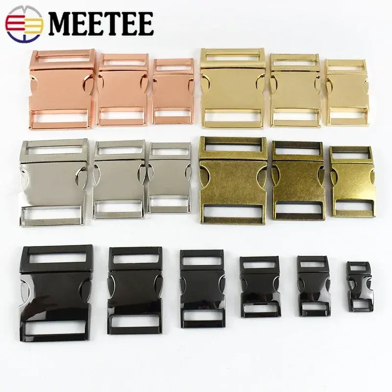 Meetee 2/5Pcs 10-38mm Metal Side Quick Release Buckles Backpack Strap Clasp Webbing Bag Adjuster Hooks DIY Hardware Accessories