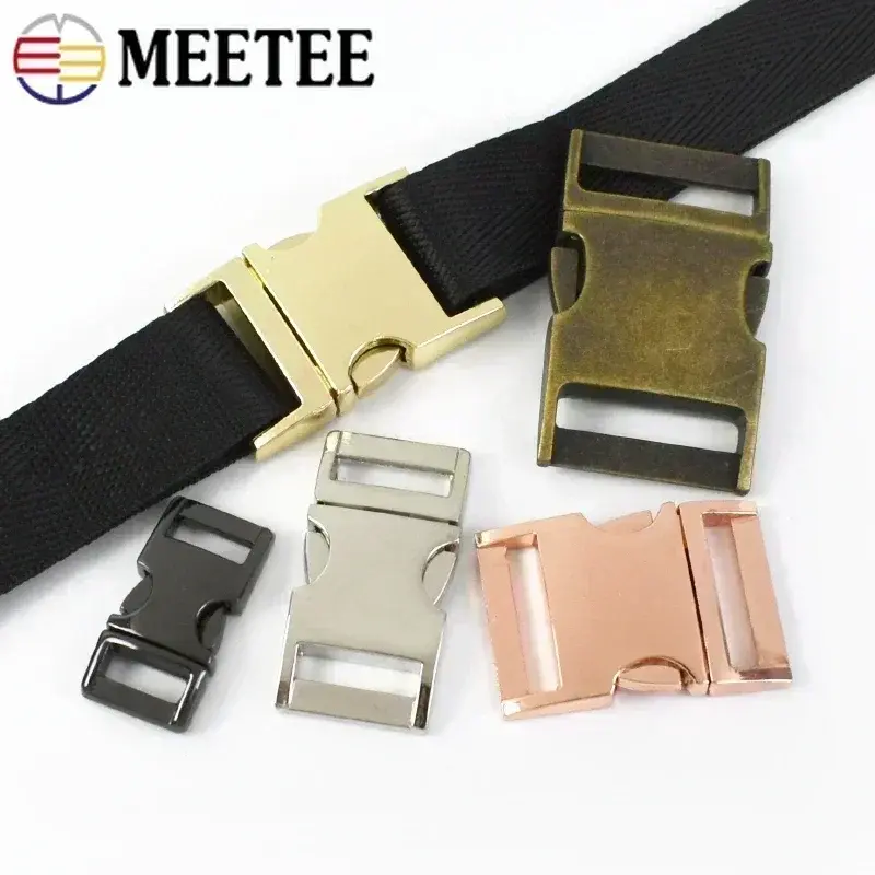 Meetee 2/5Pcs 10-38mm Metal Side Quick Release Buckles Backpack Strap Clasp Webbing Bag Adjuster Hooks DIY Hardware Accessories