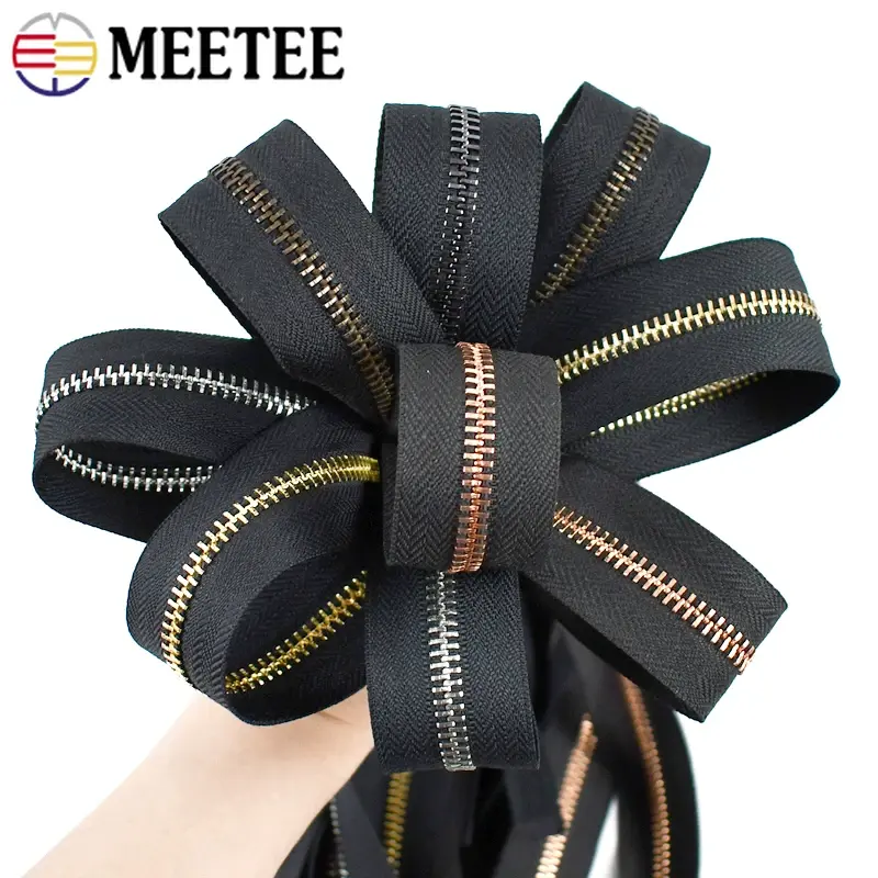 1/2/4Yards 3# 5# Metal Zippers By The Yards Sewing Zipper for Bag Sports Coat Jacket Zips Repair Kit DIY Garment Accessories