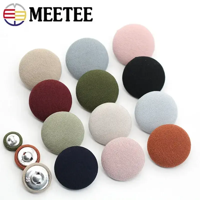 50Pcs 11-30mm Cloth Covered Button For Sewing Bag Coat Shirt Shank Buttons Decorative Buckles DIY Garment Accessories